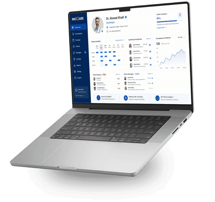 Doctor dashboard on laptop